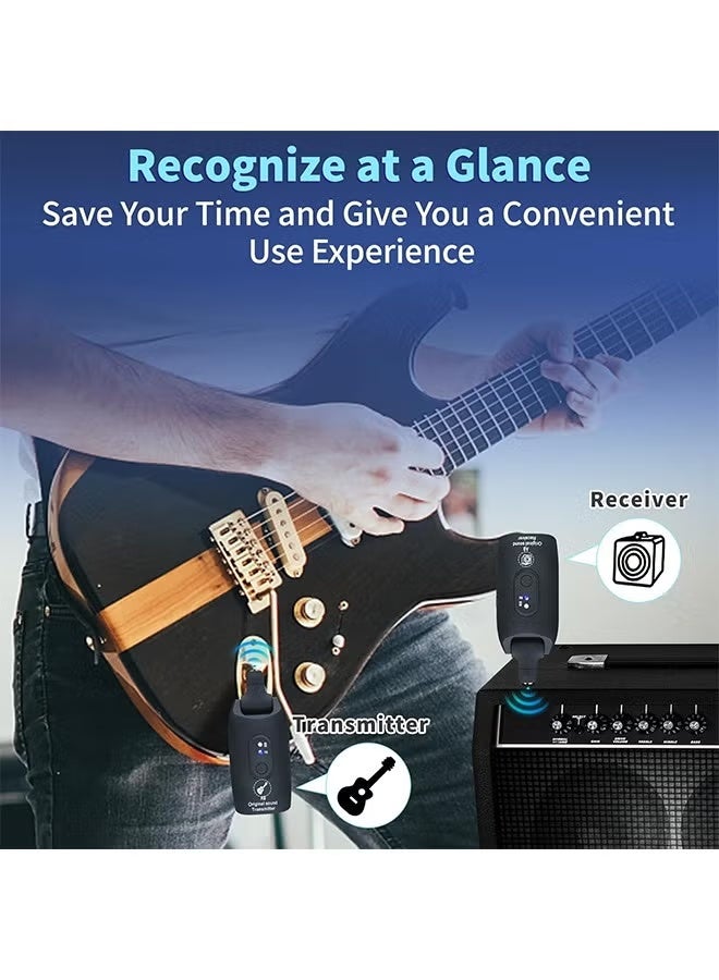 جهاز إرسال واستقبال صوتي لاسلكي قابل لإعادة الشحن 2.4 جيجا هرتز لنظام الجيتار الكهربائي للجيتار والباس، نطاق نقل يزيد عن 30 مترًا/100 قدم، قابل للدوران بزاوية 270 درجة، وقت عمل يصل إلى 4 ساعات (A9 أسود) - Image 5